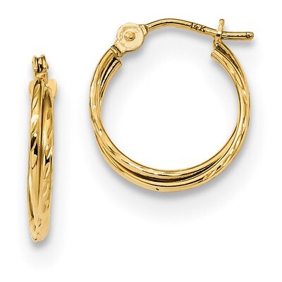 Diamond Cut Polished Double Hoops Earrings 14k Gold YE1778, MPN: YE1778, 191101057083