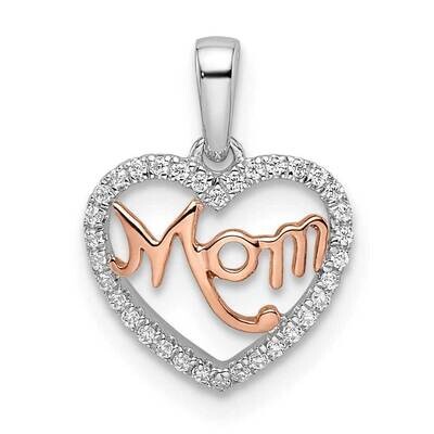 Diamond White and Rose Mom Heart Pendant 14k Two-Tone Gold PM8537-010-WRA, MPN: PM8537-010-WRA, 196…