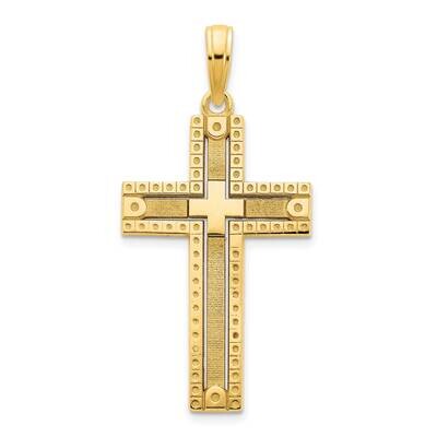 Fancy Sand Blasted Cross Pendant 14k Gold D5140, MPN: D5140,