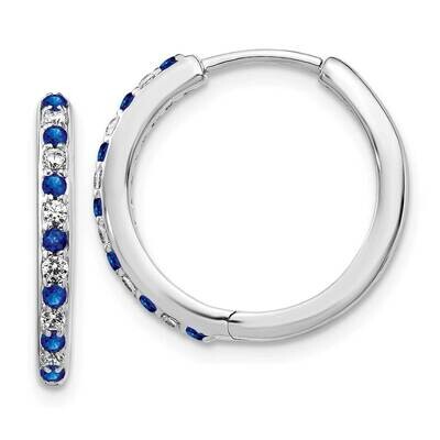 Sapphire Hinged Hoop Earrings 14k White Gold Diamond EM5607-SA-020-WA, MPN: EM5607-SA-020-WA, 84364…