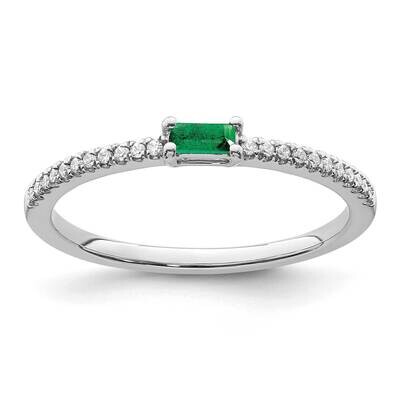 Emerald and Diamond Ring 14k White Gold Polished RM8344-EM-007-WA, MPN: RM8344-EM-007-WA,