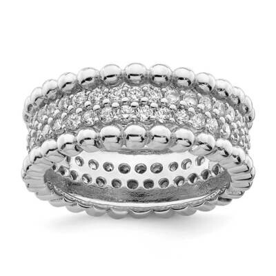 Ring Sterling Silver Rhodium Plated CZ Diamond QR7102, MPN: QR7102, 886774017372