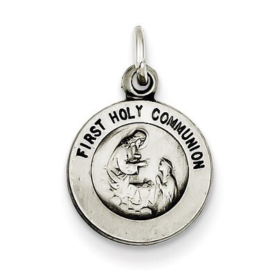 Antiqued First Holy Communion Medal Sterling Silver QC5822, MPN: QC5822, 886774557885