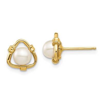 4-5mm White Button Freshwater Cultured Pearl Stud Earrings 14k Gold SE2952 by Madi K, MPN: SE2952, …