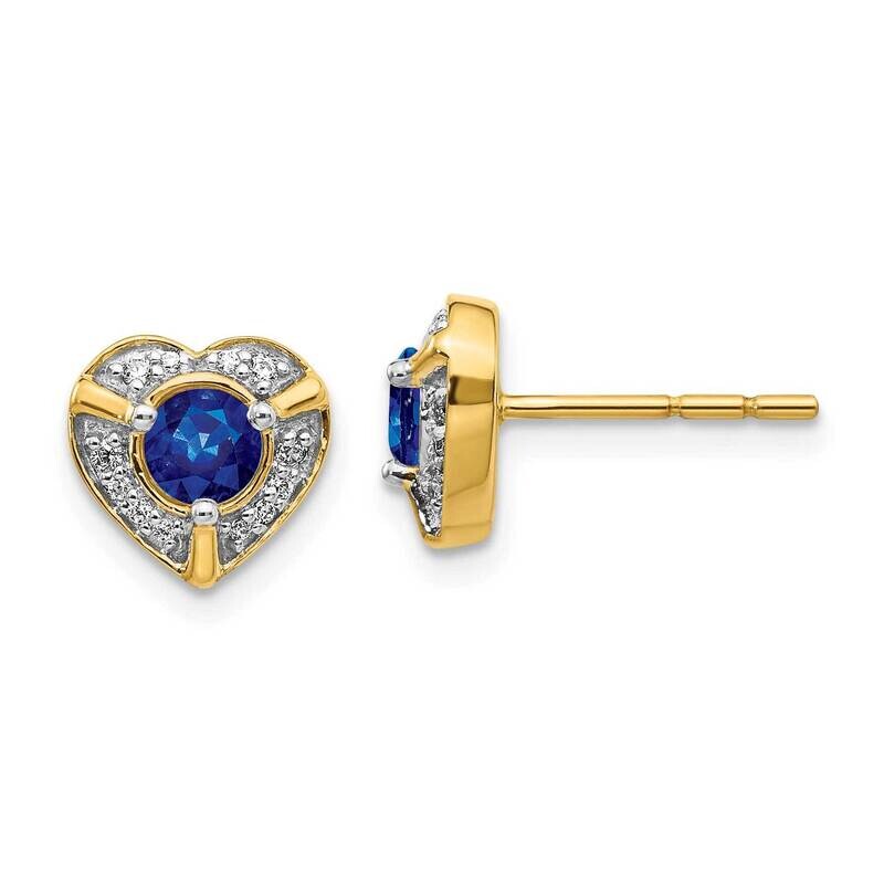 Sapphire Fancy Heart Earrings 14k Gold Diamond EM3921-SA-011-YA, MPN: EM3921-SA-011-YA, 191101836510