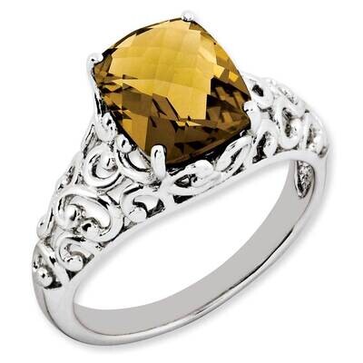 Checker-Cut Whiskey Quartz Ring Sterling Silver Rhodium-plated QR3179WQ-7, MPN: QR3179WQ-7, 8839574…