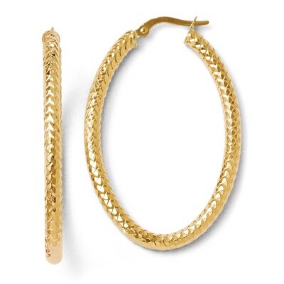 Leslie&#39;s ForeverLite Polished and Textured Oval Hoop Earrings - 14k Gold HB-LE477, MPN: LE477, 8839…