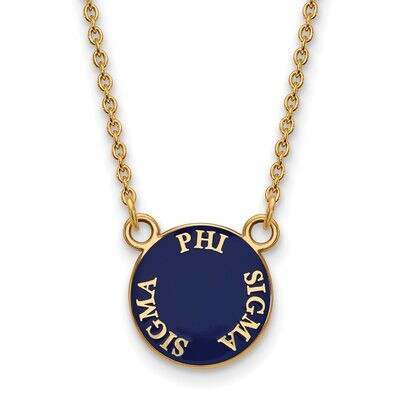 Phi Sigma Sigma Extra Small Enameled Pendant with 18 Inch Chain Gold-plated Silver GP012PSS-18, MPN…