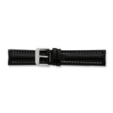 20mm Long Black Oil Tanned Leather Silver-tone Buckle Watch Band  BAW192L-20, MPN: BAW192L-20,