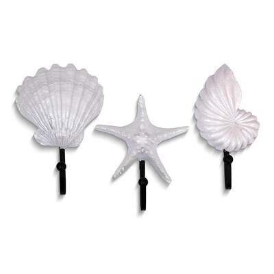 Set of Three Resin Sea Shell Theme Wall Hooks GM25237, MPN: GM25237, 788089162528
