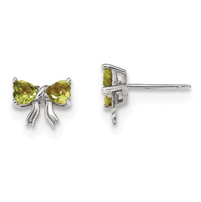 Peridot Bow Post Earrings 14k white Gold Polished XBS574, MPN: XBS574, 191101168550