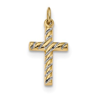 Polished and Texture Cross Pendant Sterling Silver Gold-plated QC9055, MPN: QC9055, 886774012216