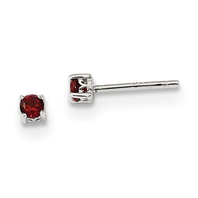 3mm Round Garnet Post Earrings Sterling Silver QBE25JAN, MPN: QBE25JAN, 191101048500
