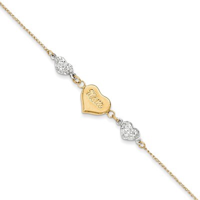 Puffed Mom Heart 7 Inch with 1 Inch Extenderbracelet 14k Two-tone Gold ANK277-7, MPN: ANK277-7, 191…