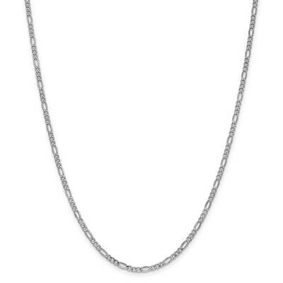 2.5mm Semi-Solid Figaro Chain 22 Inch 14k White Gold BC119-22, MPN: BC119-22, 883957166100