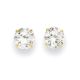 6mm Round Synthetic Diamond Post Earrings 14k Gold XD29CZ, MPN: XD29CZ, 716838209897
