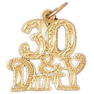 Dazzlers Jewelry 30 And Dirty Pendant Necklace Charm Bracelet in Yellow, White or Rose Gold 9691, M…
