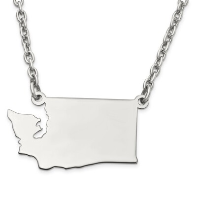 Washington State Pendant Necklace with Chain 14k White Gold Engravable XNA706W-WA, MPN: XNA706W-WA,…