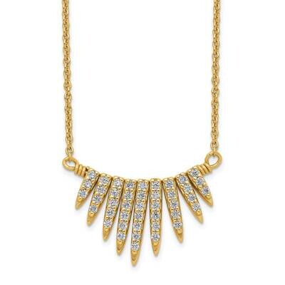 Necklace Sterling Silver Gold-tone CZ Diamond QG5126-18, MPN: QG5126-18, 886774101330