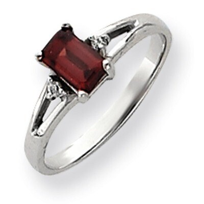 Garnet Diamond Ring 14k white Gold 6x4mm Emerald Cut Y4762GA/A, MPN: Y4762GA/A, 883957667713