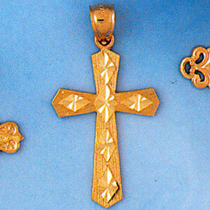 Dazzlers Jewelry Cross Pendant Necklace Charm Bracelet in Yellow, White or Rose Gold 8188, MPN: DZ-…