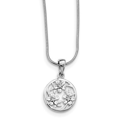 Flower Necklace Diamond Sterling Silver QW449-18, MPN: QW449-18, 883957920375