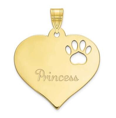Personalized Heart with Paw Print Cut Out Pendant 10k Gold 10XNA769Y, MPN: 10XNA769Y,