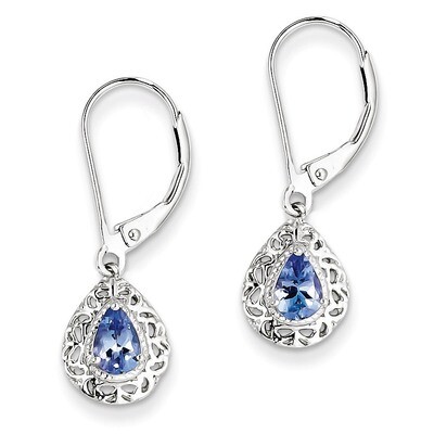 Tanzanite Lever Back Earrings Sterling Silver QE10017TZ, MPN: QE10017TZ, 883957356334