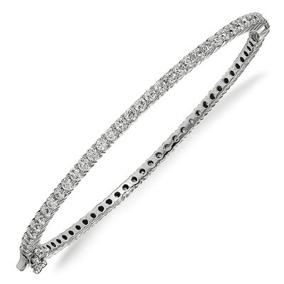 CZ Hinged Bangle Sterling Silver Rhodium-plated QB1065, MPN: QB1065, 883957176703