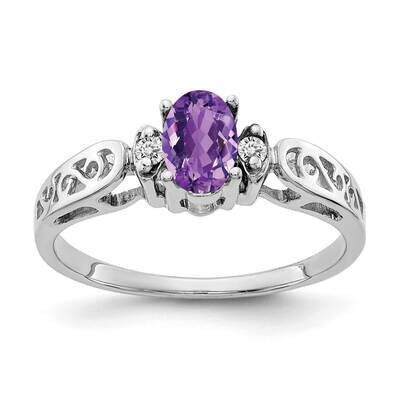 6x4mm Oval Amethyst Aaa Diamond Ring 14k White Gold X9735AM/AAA, MPN: X9735AM_AA, 883957643823
