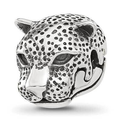 Polished Jaguar Head Hinged Bead Sterling Silver QRS4325, MPN: QRS4325,