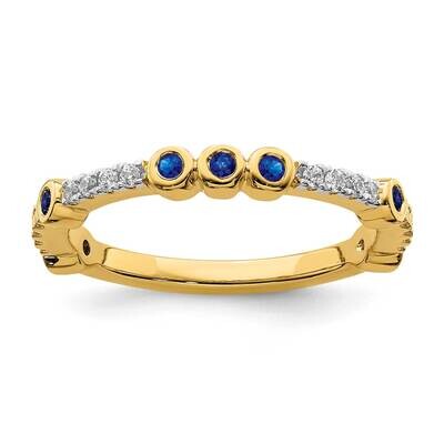 Created Sapphire &amp; Diamond Ring 14k Gold SK2072, MPN: SK2072, 191101214424