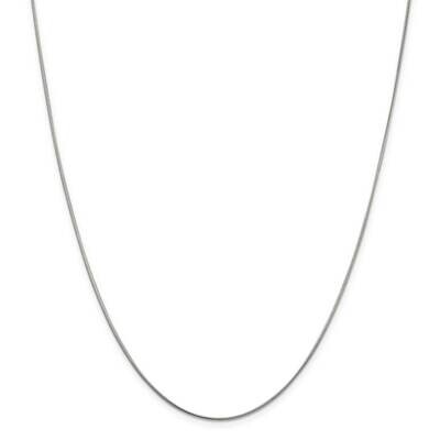 1mm Round Snake Chain 22 Inch Sterling Silver Rhodium-Plated QSN030R-22, MPN: QSN030R-22,
