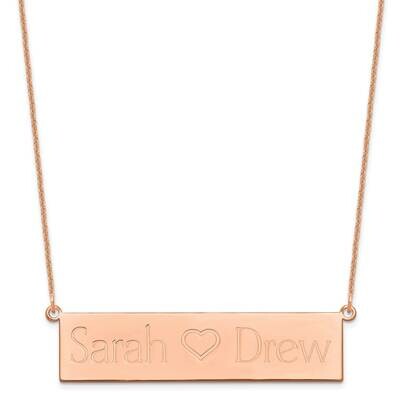 Brushed 2 Names with Heart Bar Necklace 14k Rose Gold XNA657R, MPN: XNA657R,