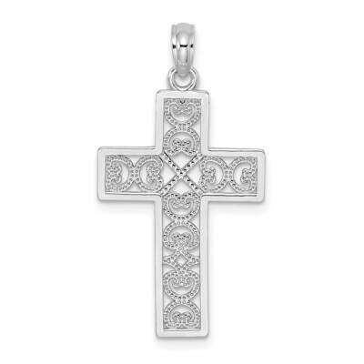 Sqaure Cross with Heart Design Charm 14k White Gold Polished K8511W, MPN: K8511W,