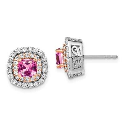 Created Pink Sapphire Earrings 14k Two-tone Gold Lab Grown Diamond EM7501-CPS-100-WRLG, MPN: EM7501…