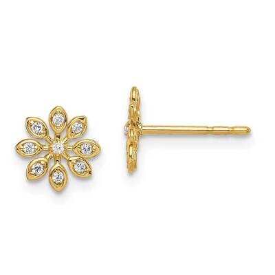 Flower Post Earrings 14k Gold CZ Diamond GK1041 by Madi K, MPN: GK1041, 883957953458