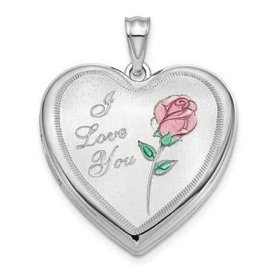 24mm Enameled Rose Ash Holder Heart Locket Sterling Silver Rhodium-plated QLS875, MPN: QLS875, 8867…