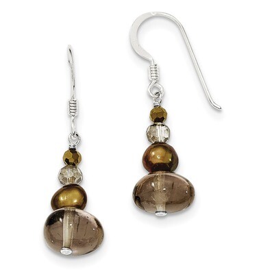 Freshwater Cultured Pearl Crystal and Quartz Earrings Sterling Silver QE12869, MPN: QE12869, 883957…