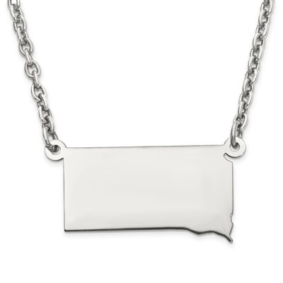 South Dakota State Pendant Necklace with Chain Sterling Silver Engravable XNA706SS-SD, MPN: XNA706S…