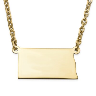North Dakota State Pendant Necklace with Chain 14k Yellow Gold Engravable XNA706Y-ND, MPN: XNA706Y-…