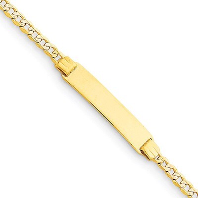Pave Curb Link Child ID Bracelet 14k Gold BID46-6, MPN: BID46-6, 883957345758