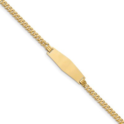 7 Inch Flat Curb Link Soft Diamond Shape ID Bracelet 14k Gold LID73C-7, MPN: LID73C-7, 883957837840