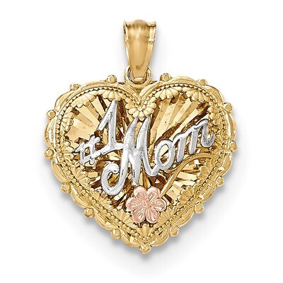 Polished #1 Mom Shadowbox Pendant 14k Tri-Color Gold K5191, MPN: K5191, 886774960388