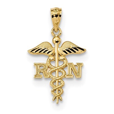 RN Nurse Pendant 14k Gold Diamond-cut Polished K6119, MPN: K6119, 886774114460
