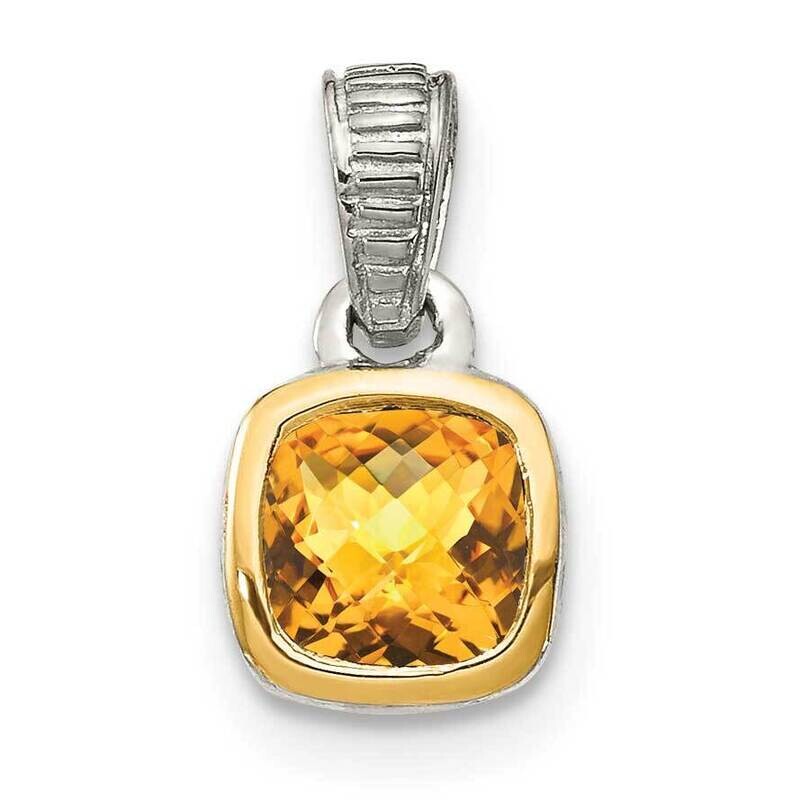 Citrine Pendant Sterling Silver with 14k Gold Accent QTC1715