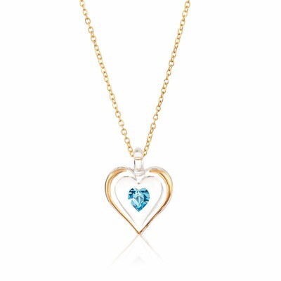 March Gold Trim Swarovski Birthstone Heart 18 inch Necklace GM9402, MPN: GM9402, 708873026454