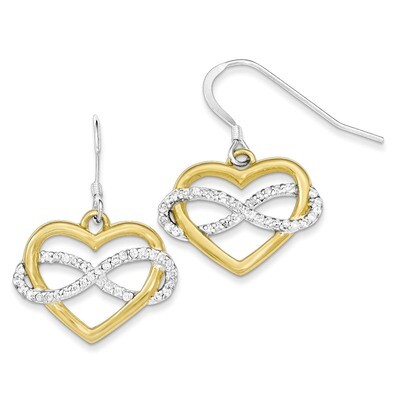 Flash Gold-plated CZ Heart Earrings Sterling Silver QE11877