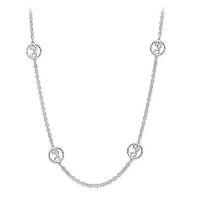 Laser Satin Letter Initial Station Necklace with Chain Sterling Silver Rhodium-plated XNA663SS, MPN…