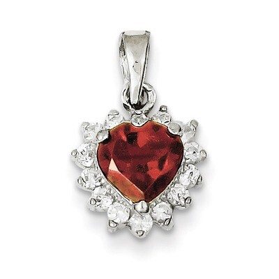 Garnet &amp; Diamond Pendant Sterling Silver QC2166, MPN: QC2166, 815479012252